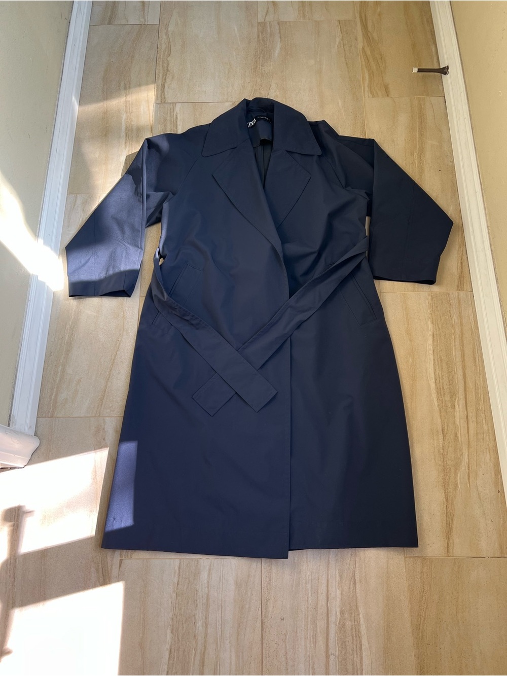 Zara Oversized Navy Belted Trench Coat